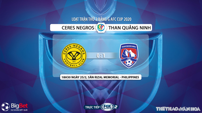 kèo nhà cái, keo nha cai, FOX Sport, truc tiep bong da hom nay, kèo bóng đá, Ceres Negros vs Than Quảng Ninh, Ceres đấu với Quang Ninh, lịch thi đấu AFC Cup