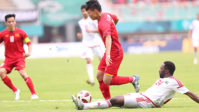 Olympic Việt Nam hòa Olympic UAE 1-1 ở hai hiệp chính năm 2018