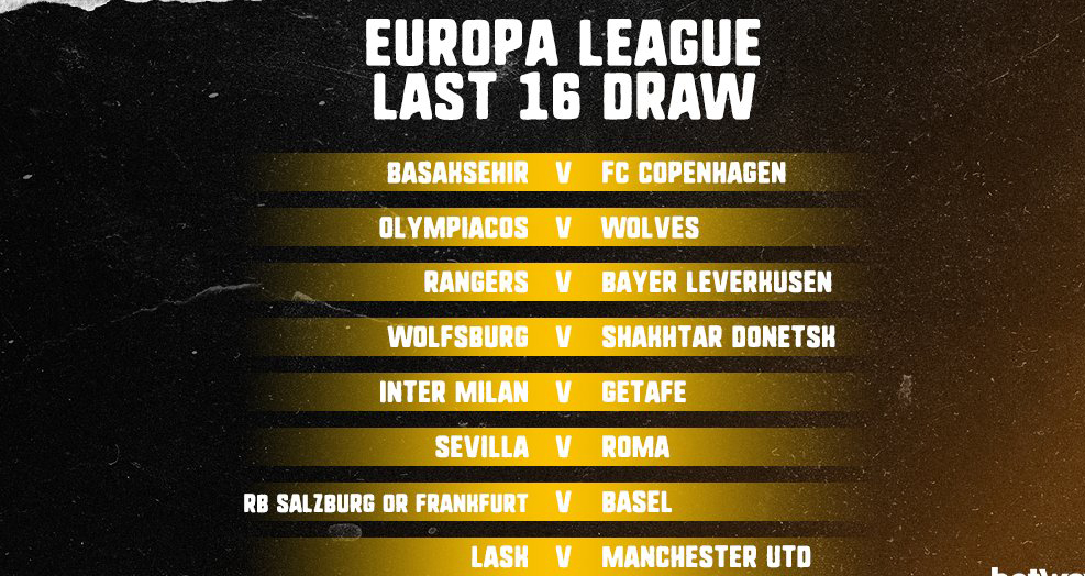 Lịch thi đấu vòng 1/8 Europa League, Europa League, Bốc thăm vòng 1/8 Europa League, Lịch thi đấu bóng đá, lịch thi đấu Cup C2, Lịch thi đấu của MU