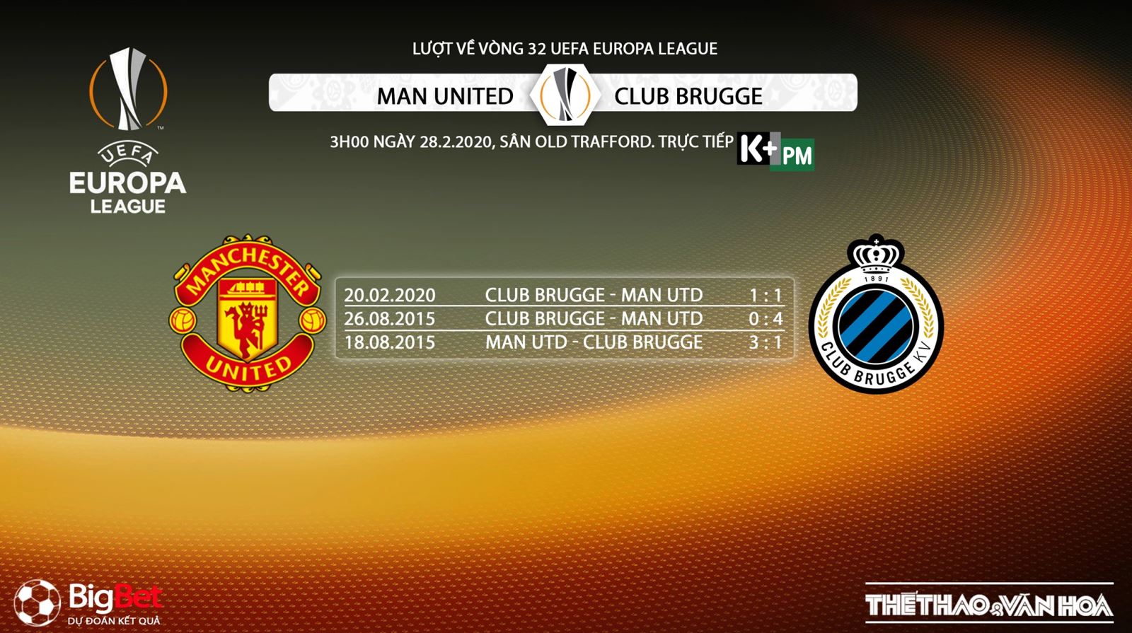 MU vs Club Brugge, manchester united, club brugge, lịch thi đấu bóng đá hôm nay, soi kèo, Cúp C2, bóng đá, bong da, K+, K+PM