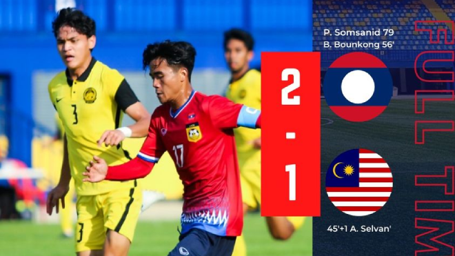 U23 Lào bất ngờ đánh bại Malaysia tại giải Đông Nam Á