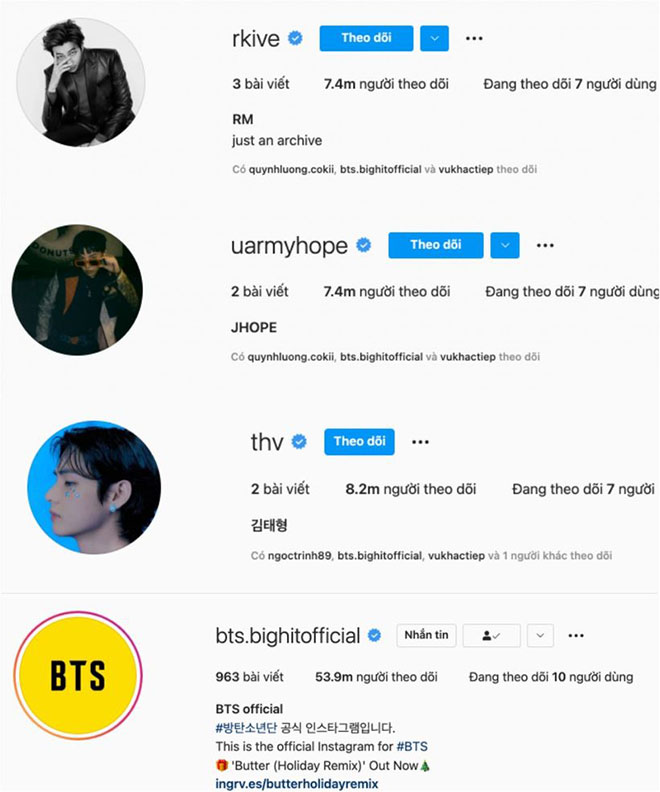 BTS, Theo dõi BTS trên mạng xã hội, Jungkook, V BTS, Suga, Jimin, Jin, Tin bts