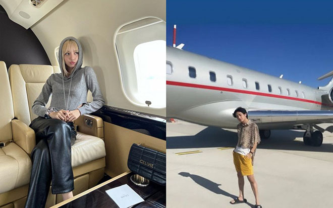 V BTS và Lisa Blackpink sang chảnh trên máy bay riêng đến Paris