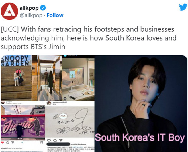 BTS, Jimin, Hàn Quốc ngưỡng mộ Jimin BTS, Jin, Suga, Jungkook, J-Hope, Tin bts