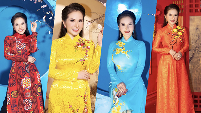 Hoa hậu Lê Thanh Thúy khoe sắc với áo dài rực rỡ