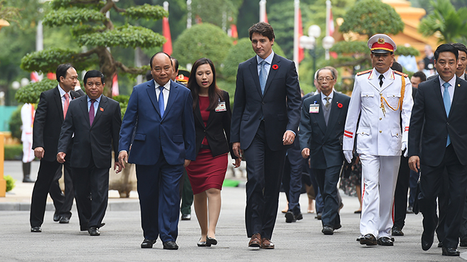 Chùm ảnh: Lễ đón Thủ tướng Canada Justin Trudeau thăm chính thức Việt Nam