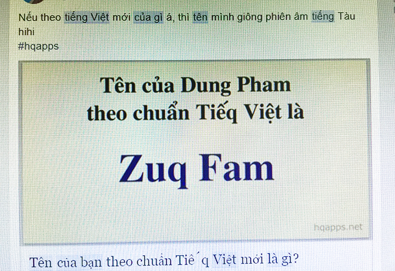 Dân mạng đua nhau chế tên mình theo bộ tiếng Việt cải tiến | TTVH Online