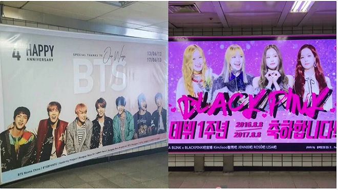 Quảng cáo tại các ga tàu điện: BTS dẫn đầu nhóm nam, Blackpink và Twice thua cả đàn em