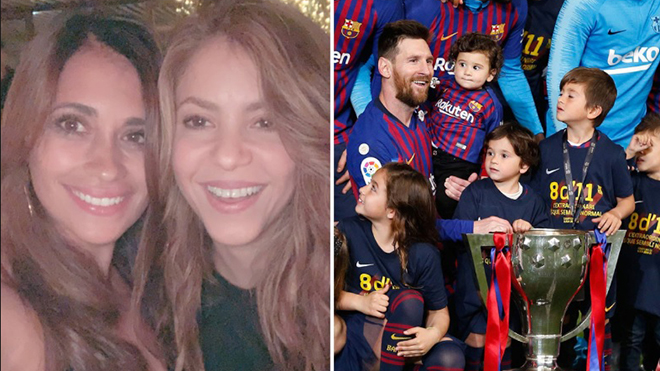 Vợ Messi và Shakira xóa bỏ mâu thuẫn, cùng selfie mừng Barca vô địch Liga