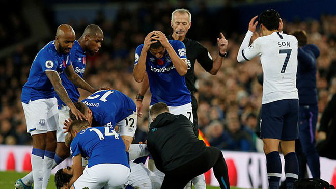 truc tiep bong da, Everton 1-1 Tottenham, kết quả bóng đá Anh, Andre Gomes gãy chân, Son Heung Min, bảng xếp hạng ngoại hạng Anh, Gomes, Tottenham, Everton