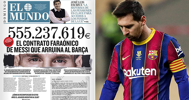Messi, Barcelona, Messi kiện Barcelona, Messi kiện Barca, Lộ hợp đồng Messi, Messi vs Barca, El Mundo, Barcelona kiện El Mundo, Barcelona nợ tiền, tài chính Barca