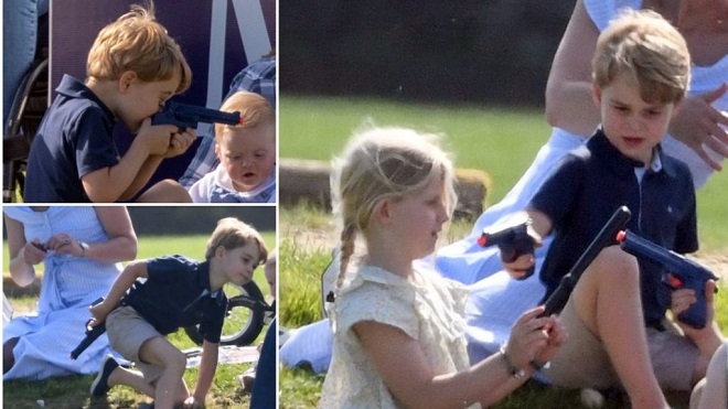 Nước Anh giật mình với bức ảnh hoàng tử nhí dùng súng ngắm bắn Công nương Kate