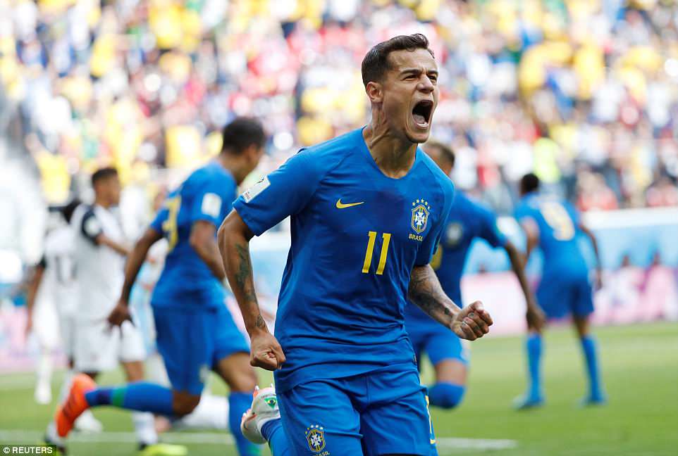Video clip bàn thắng Brazil 2-0 Costa Rica: Coutinho và Neymar ghi bàn