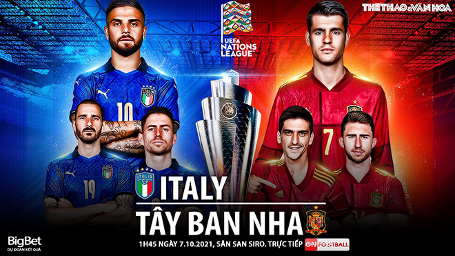 Soi kèo nhà cái Ý vs Tây Ban Nha. Nhận định, dự đoán bóng đá Nations League (1h45, 7/10)